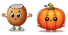 Abobora e coco versão cartoon